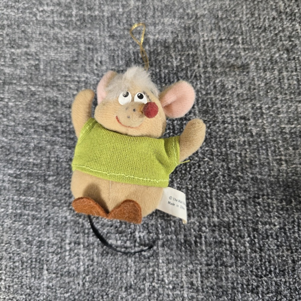 Vintage 1987 Disney Cinderella JacJac Mouse Plush Ornament 4" EUC